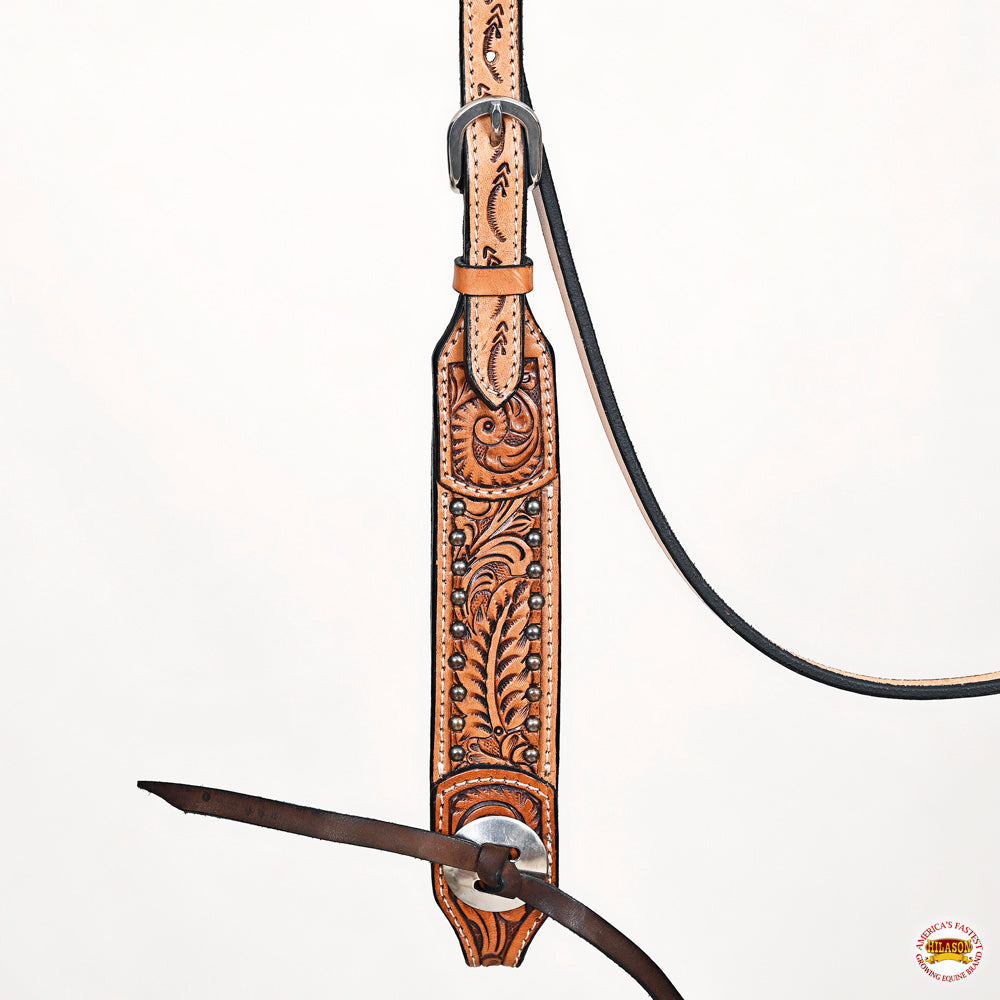 HILASON Western Horse Headstall Breast Collar American Leather Tan | Tack Set for Horses