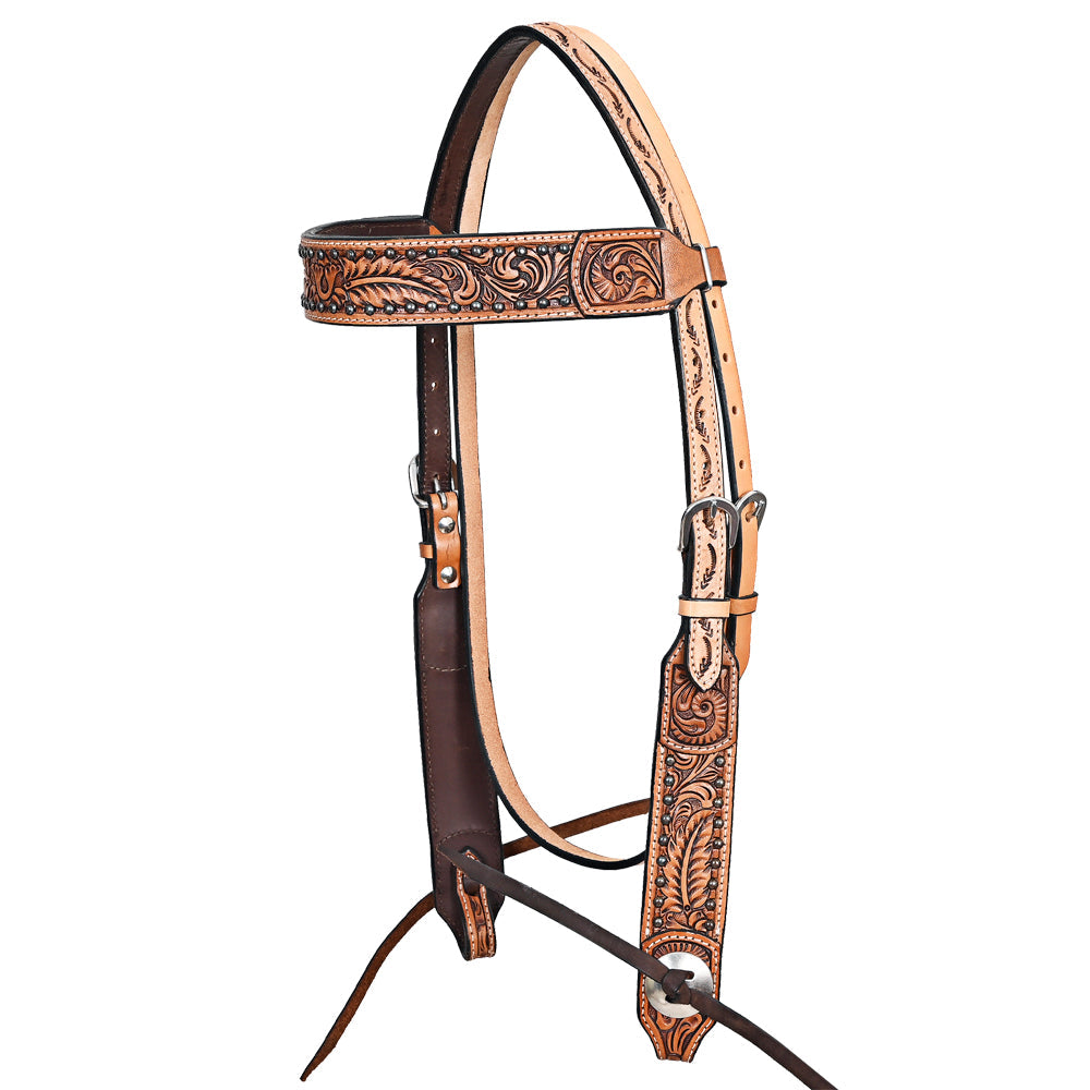 HILASON Western Horse Headstall Breast Collar American Leather Tan | Tack Set for Horses
