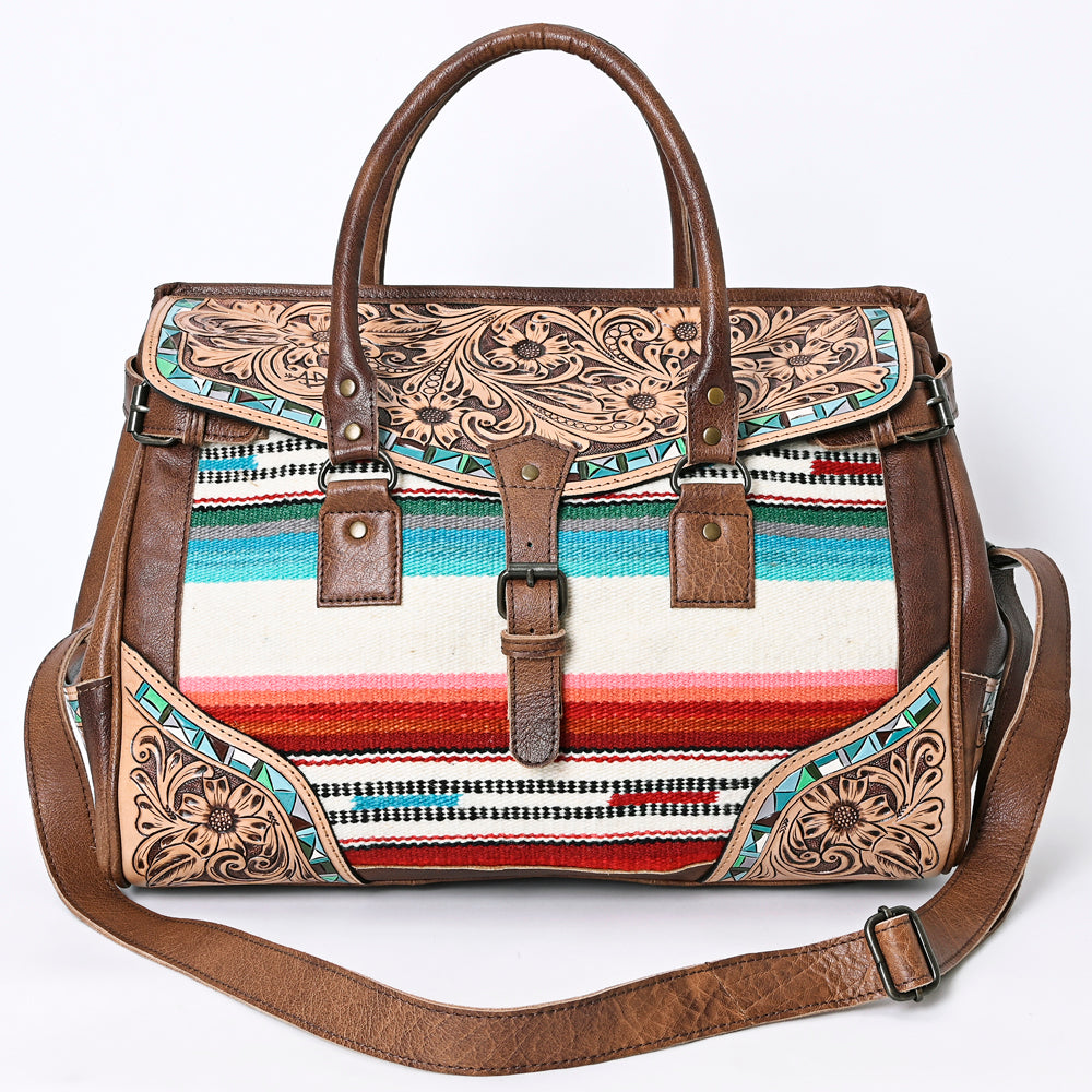 American Darling Hand-Tooled Saddle Blanket Leather Duffel Bag