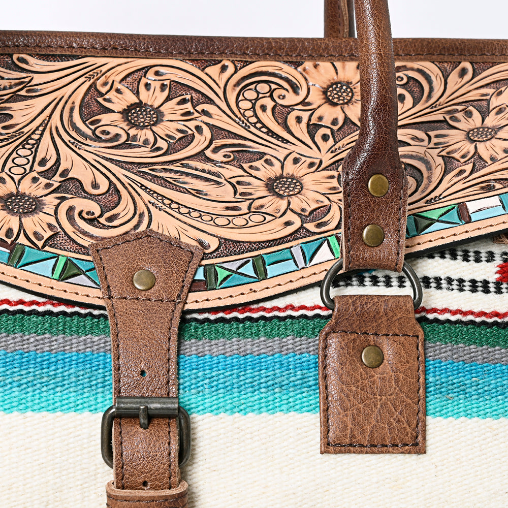 American Darling Hand-Tooled Saddle Blanket Leather Duffel Bag