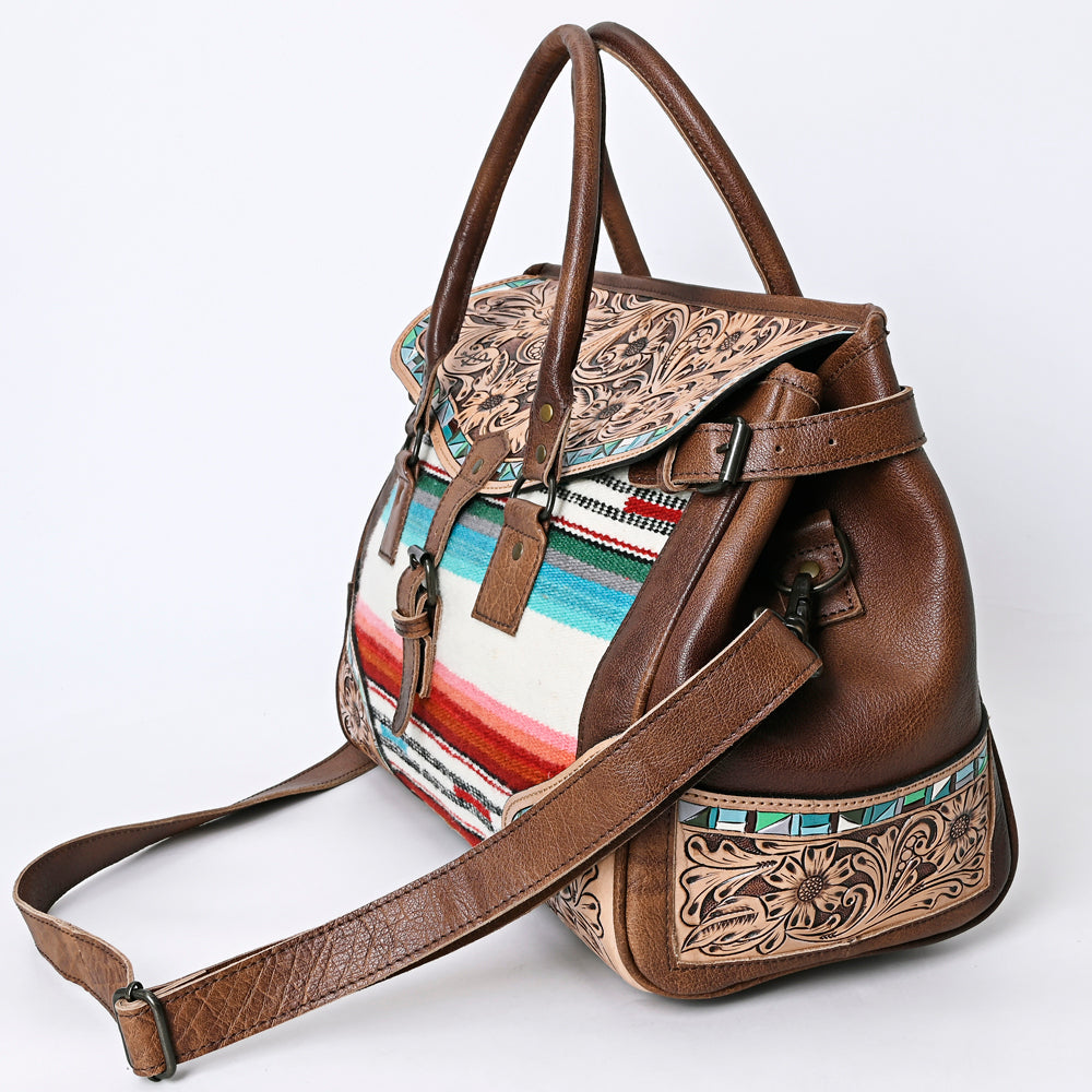 American Darling Hand-Tooled Saddle Blanket Leather Duffel Bag