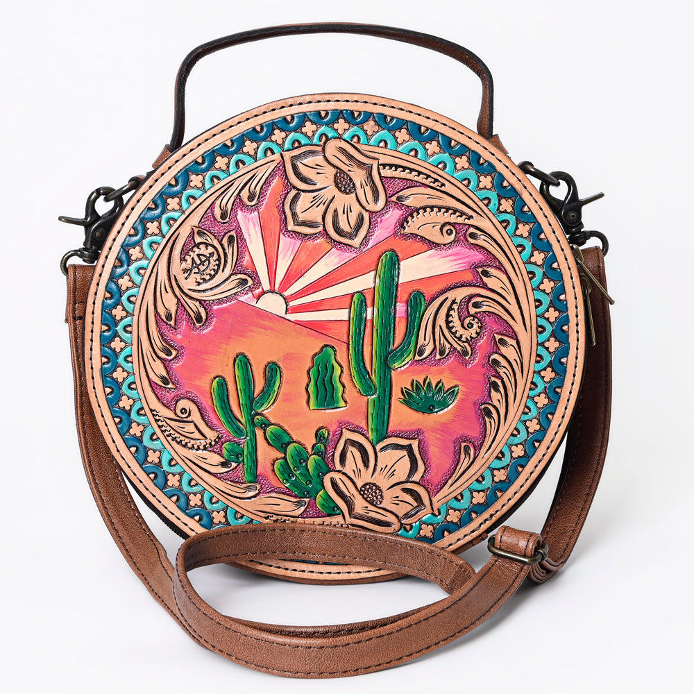 American Darling Hand-Tooled Genuine Leather Canteen Bag