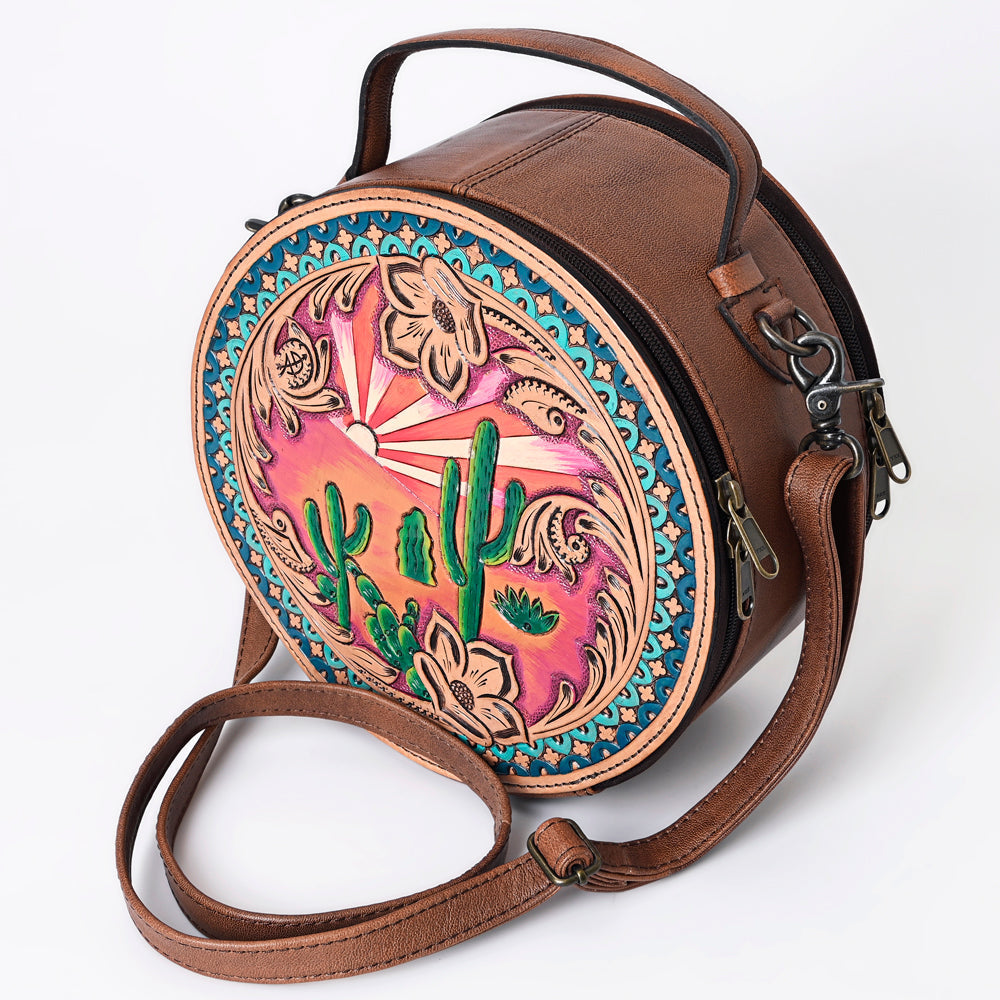 American Darling Hand-Tooled Genuine Leather Canteen Bag