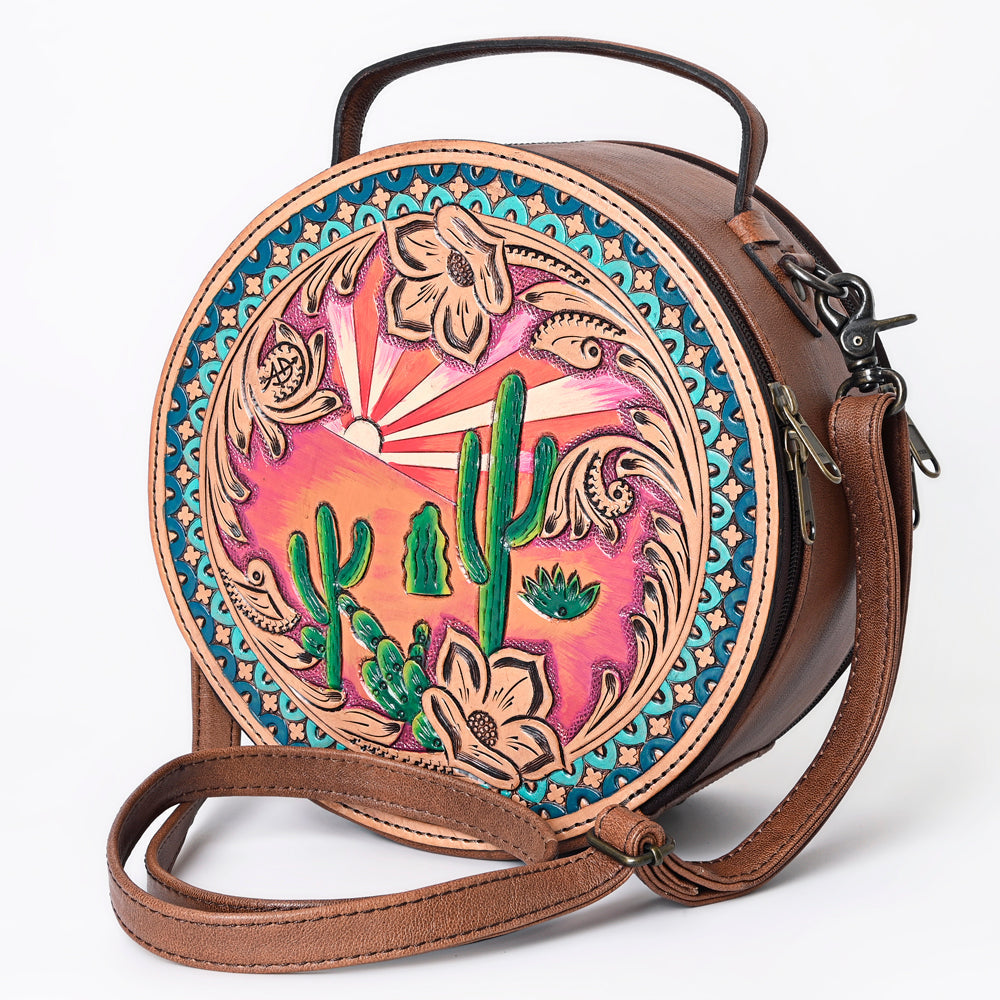 American Darling Hand-Tooled Genuine Leather Canteen Bag
