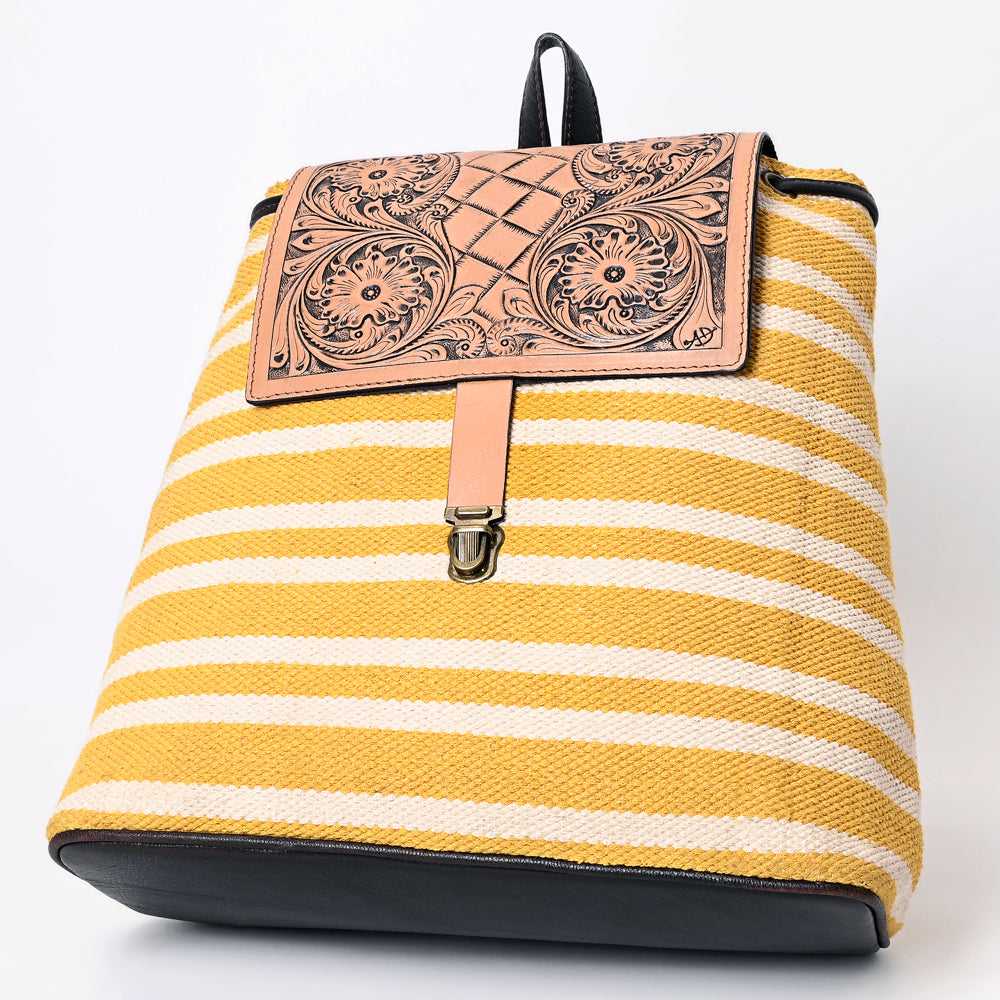 OHLAY Backpack Hand Tooled Upcycled Canvas Genuine Leather Women Bag Western Handbag Purse | for Womens Summer