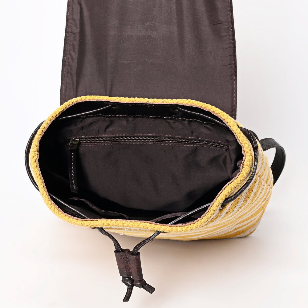 Ohlay Backpack Hand Tooled Upcycled Canvas Genuine Leather