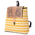 Ohlay Backpack Hand Tooled Upcycled Canvas Genuine Leather