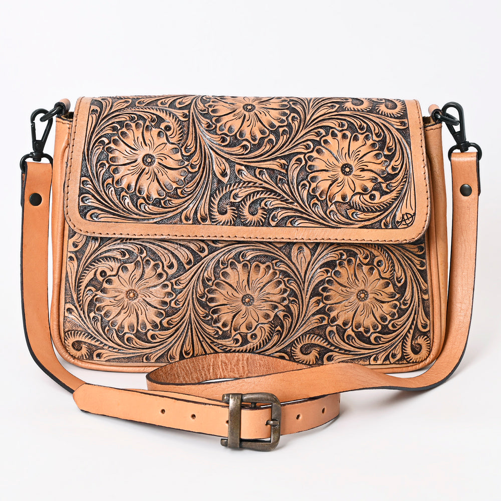 American Darling Hand-Tooled Genuine Leather Crossbody Bag