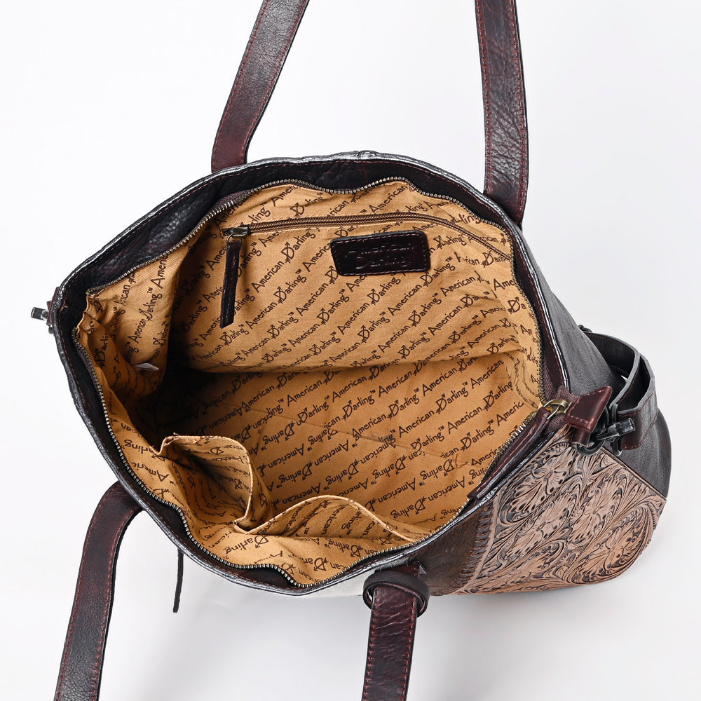 American Darling Hand-Tooled Hair-On Genuine Leather Bag