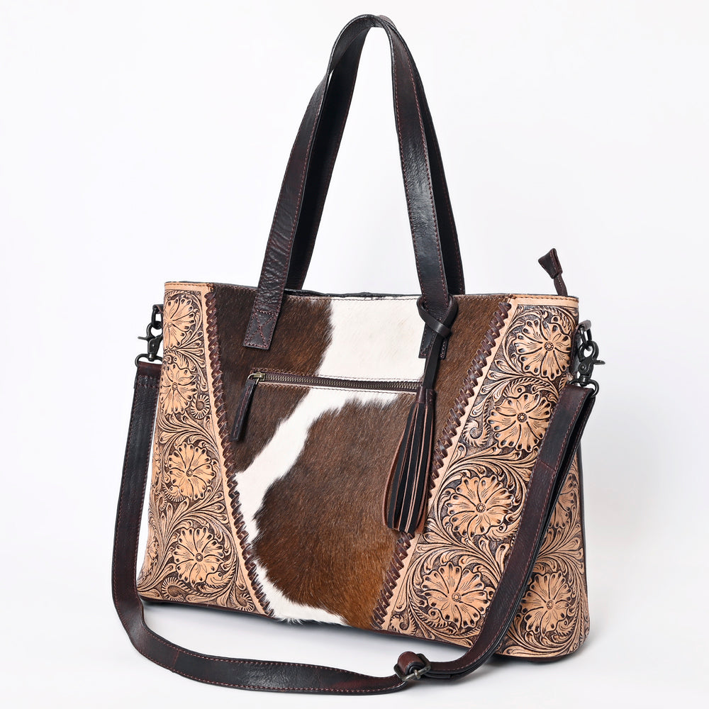 American Darling Hand-Tooled Hair-On Genuine Leather Bag