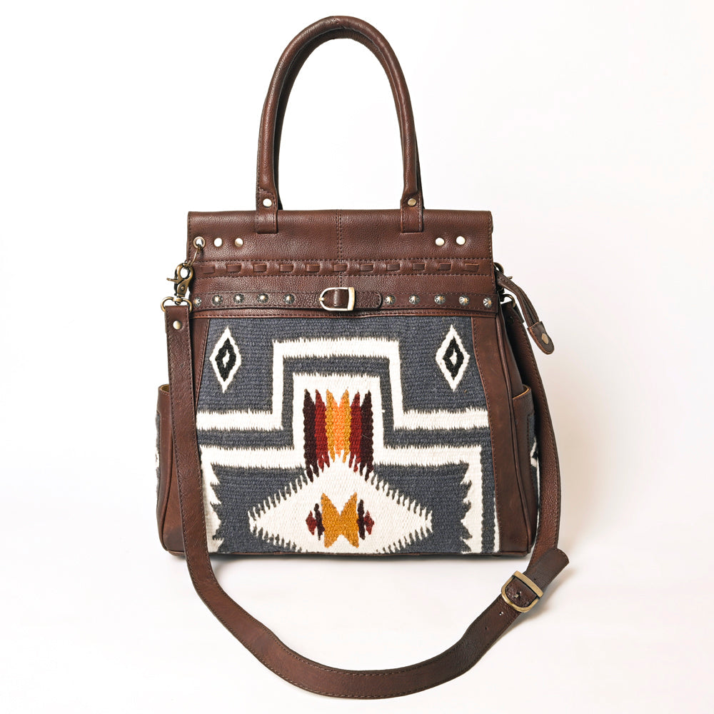 American Darling Hand Woven Saddle Blanket Genuine Leather Tote Bag Vegetable-Tanned Eco-Friendly Western Everyday