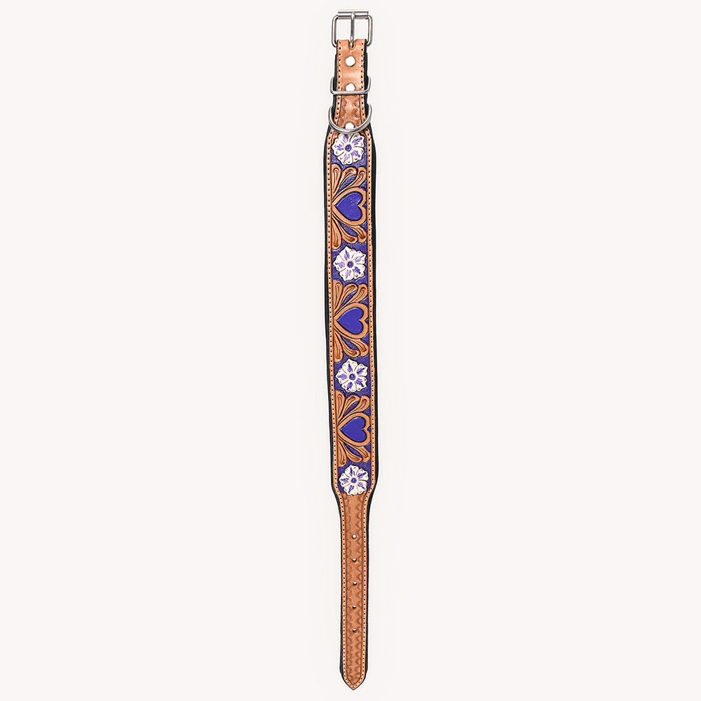 HIlason Genuine Leather Dog Collar Hand Tooled