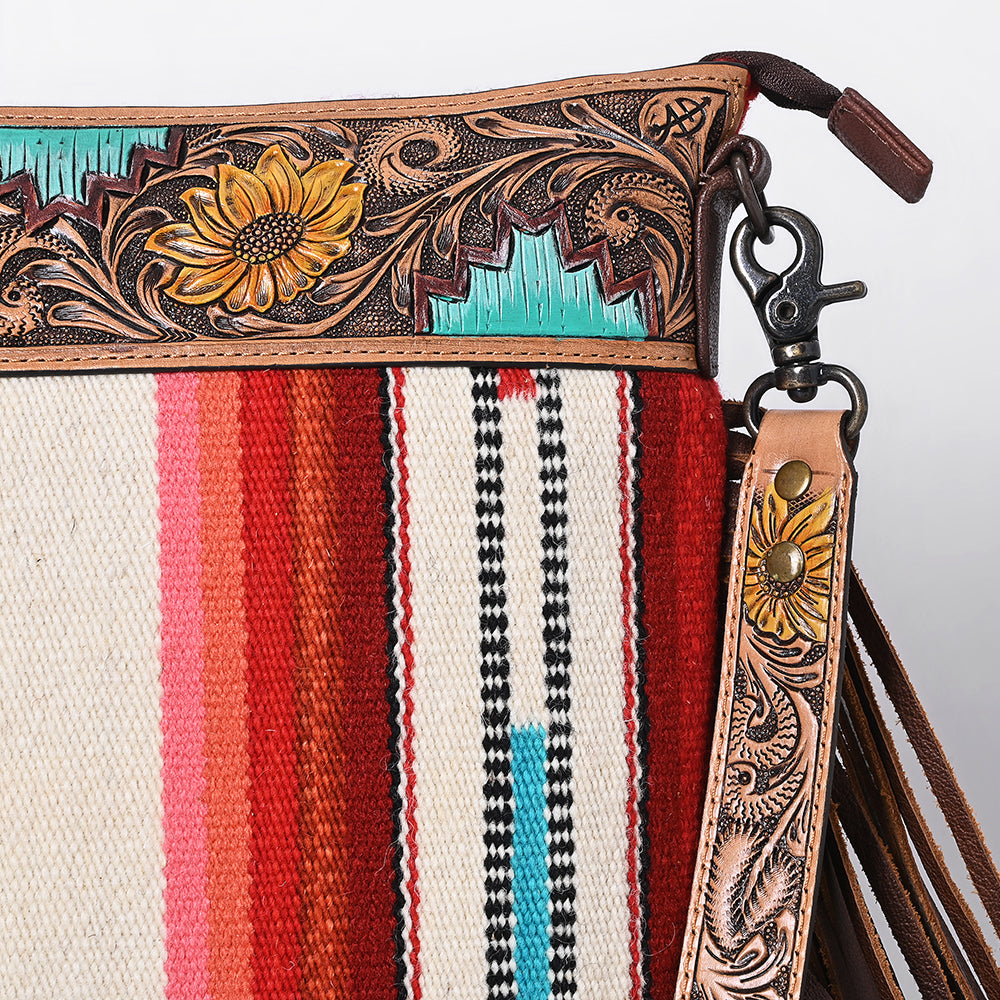 American Darling Crossbody Hand Tooled Saddle Blanket Genuine Leather