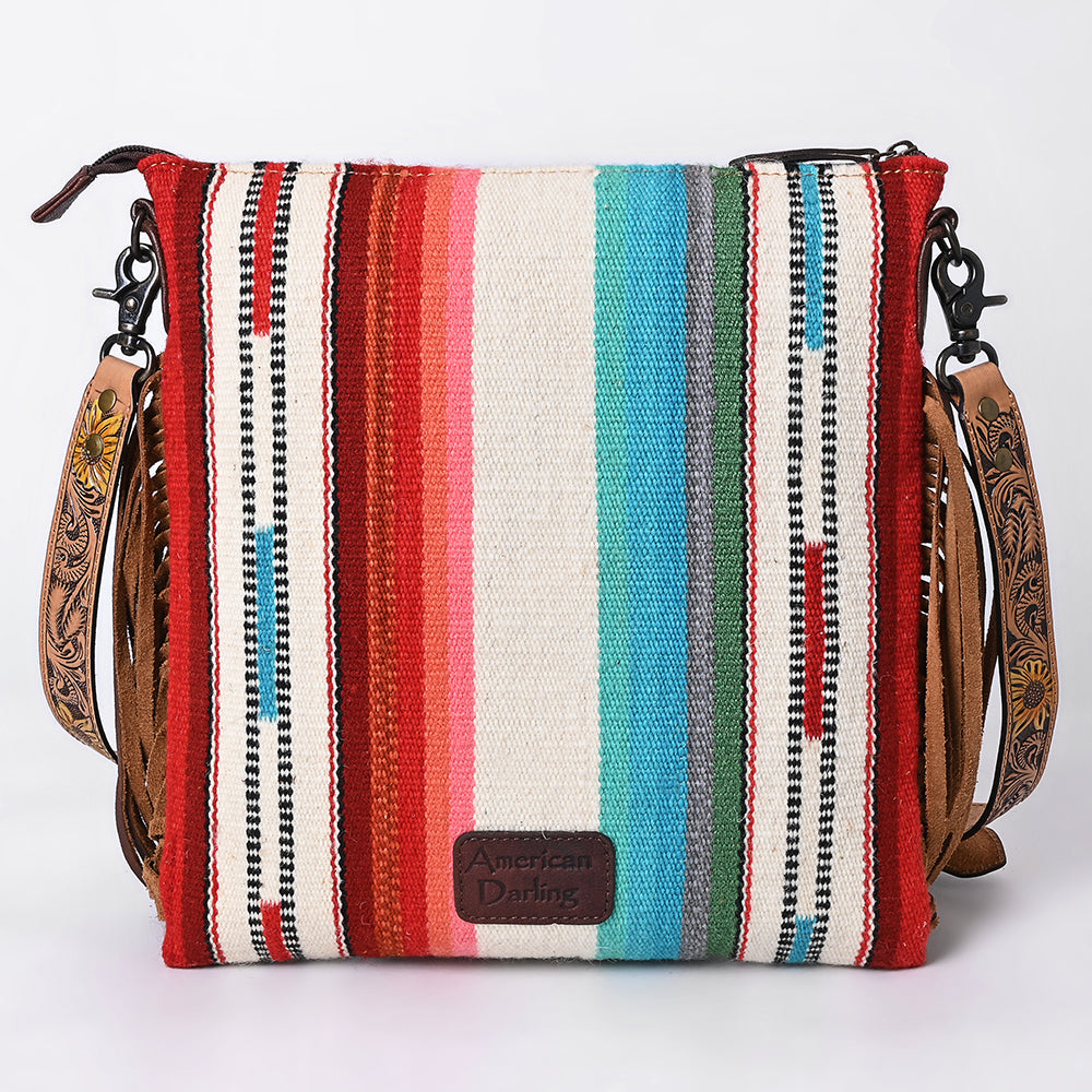 American Darling Crossbody Hand Tooled Saddle Blanket Genuine Leather