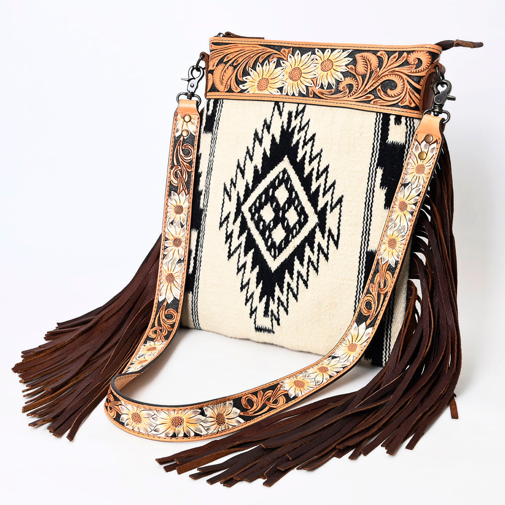 American Darling Crossbody Hand Tooled Saddle Blanket Genuine Leather