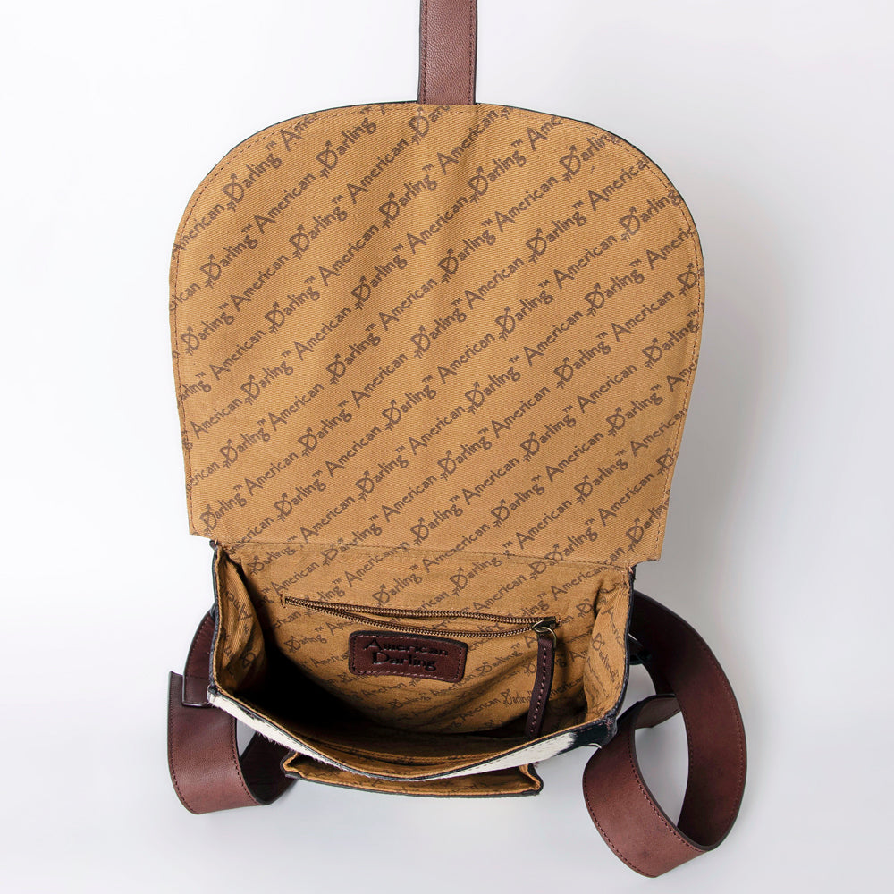 American Darling Hand-Tooled Hair-On Genuine Leather Backpack