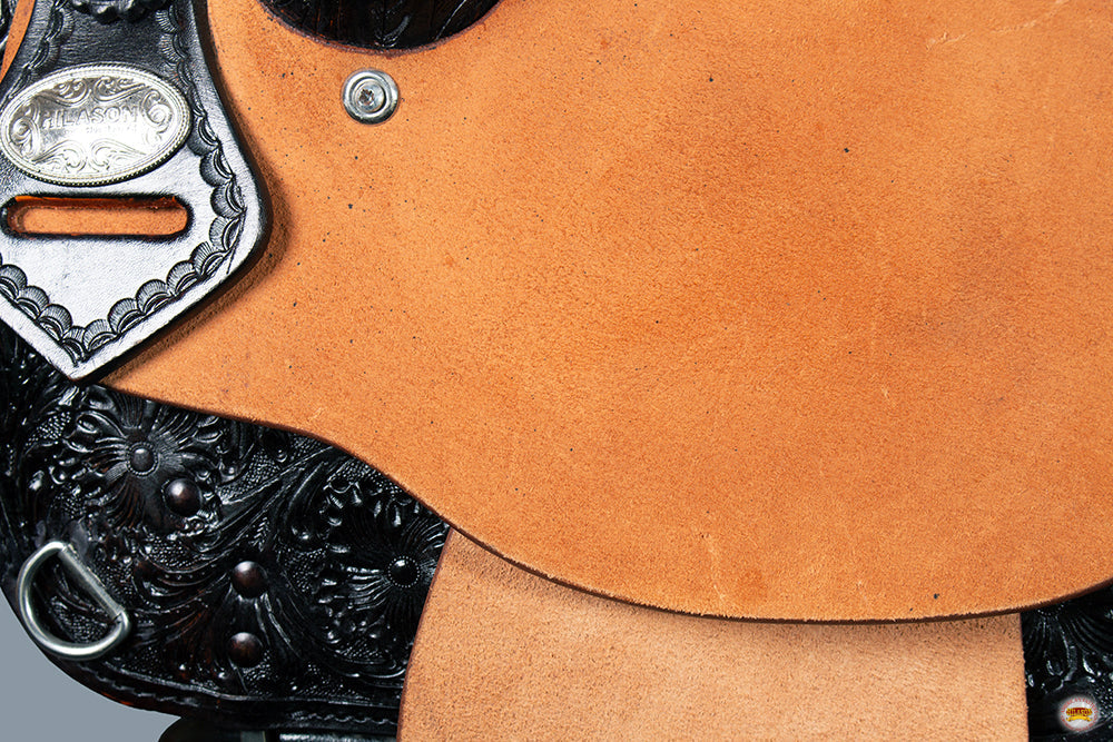 Hilason Western Treeless Barrel & Trail American Leather Saddle — Black, 14"