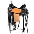 Hilason Western Treeless Barrel & Trail American Leather Saddle — Black, 14"