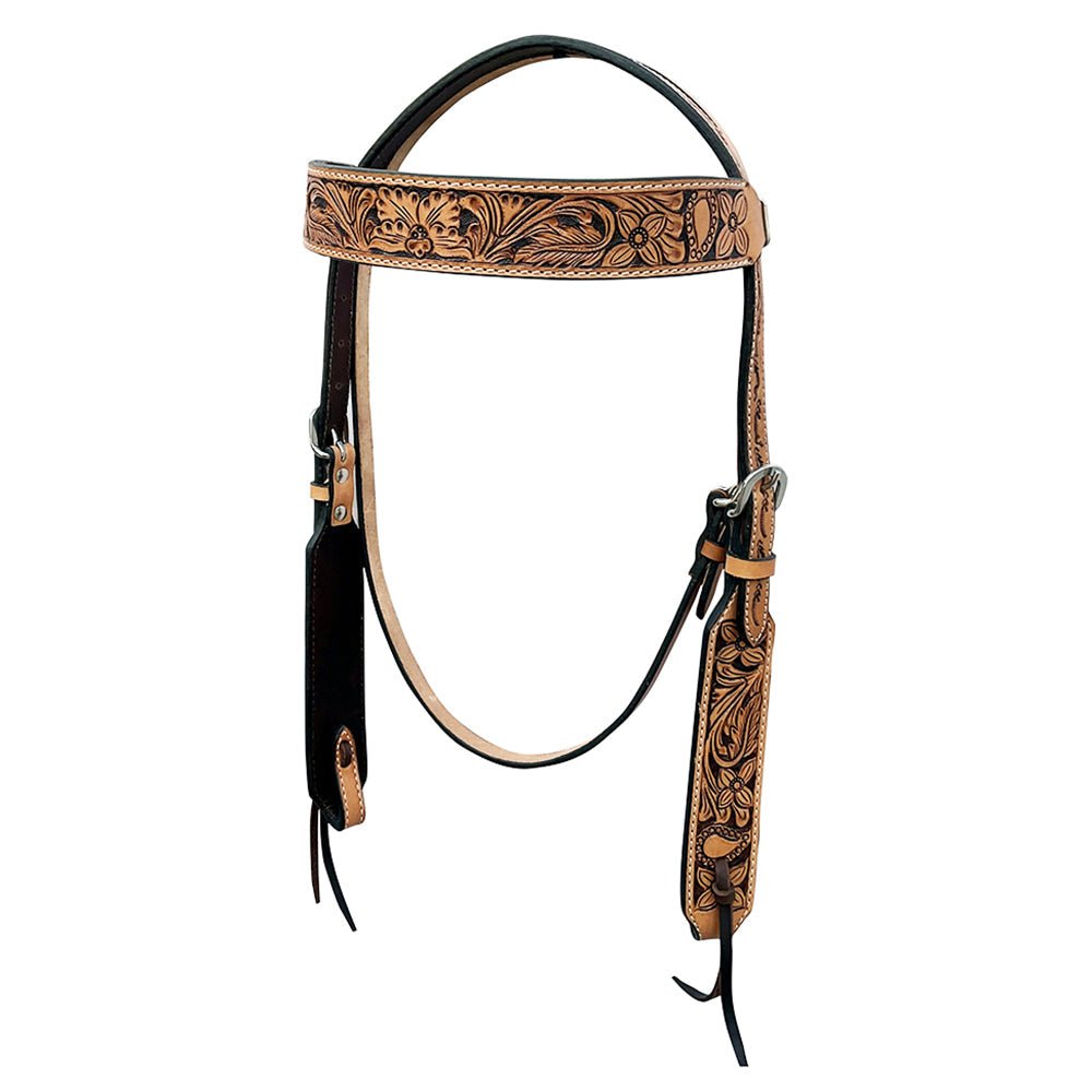 Hand-Carved Leather Western Headstall And Breast Collar Set For Training And Showing