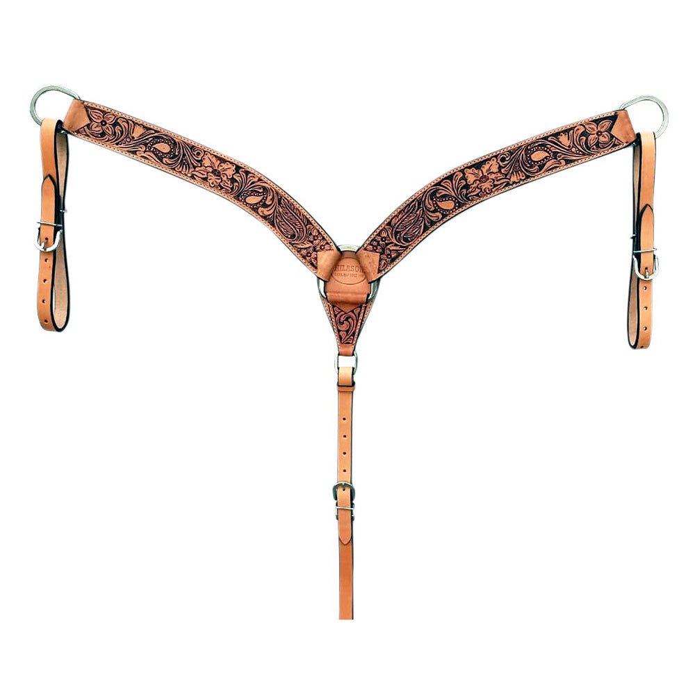 Hand-Carved Leather Western Headstall And Breast Collar Set For Training And Showing