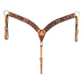 HILASON Western Horse Headstall & Breast Collar Tack Set American Leather Floral Carving Tan