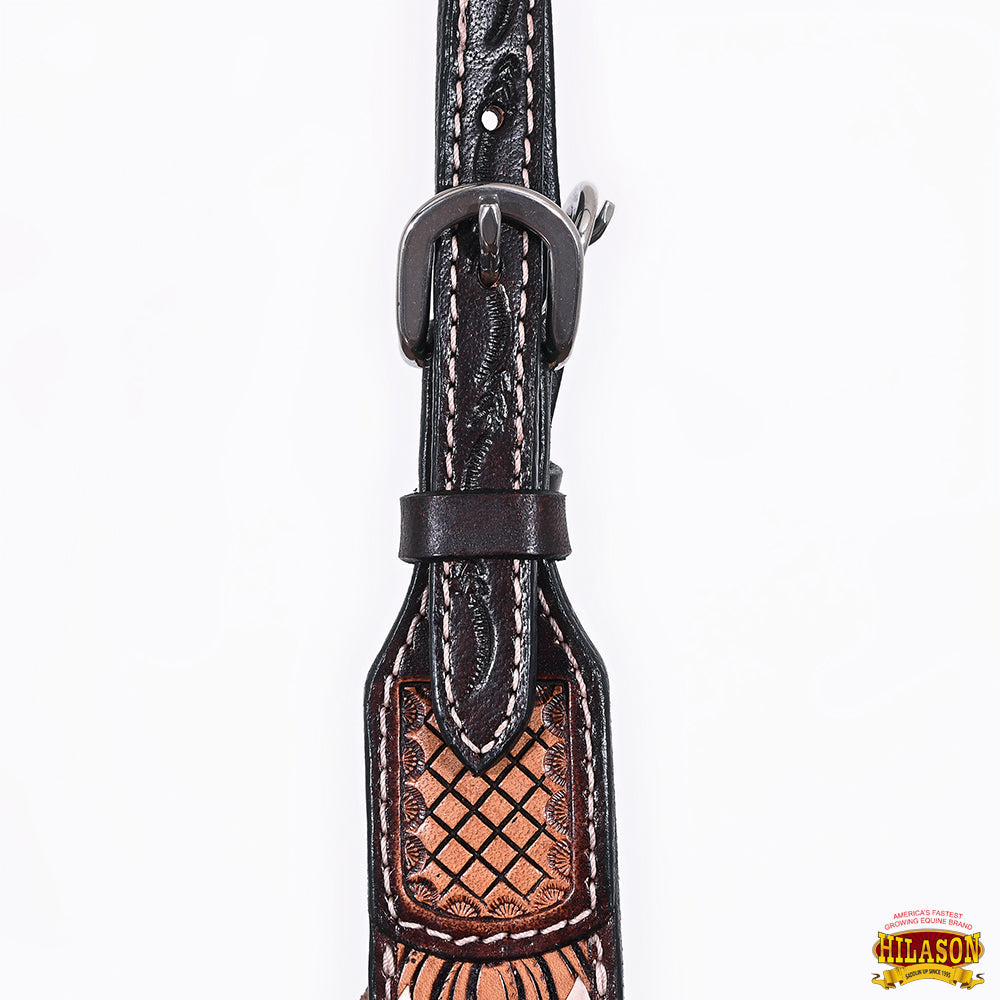 HILASON Western Leather Horse Headstall Breast Collar American Dark Brown Harness | Tack Set for Horses