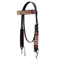 Hilason Floral Hand-Carved Leather Breast Collar & Headstall — Dark Brown