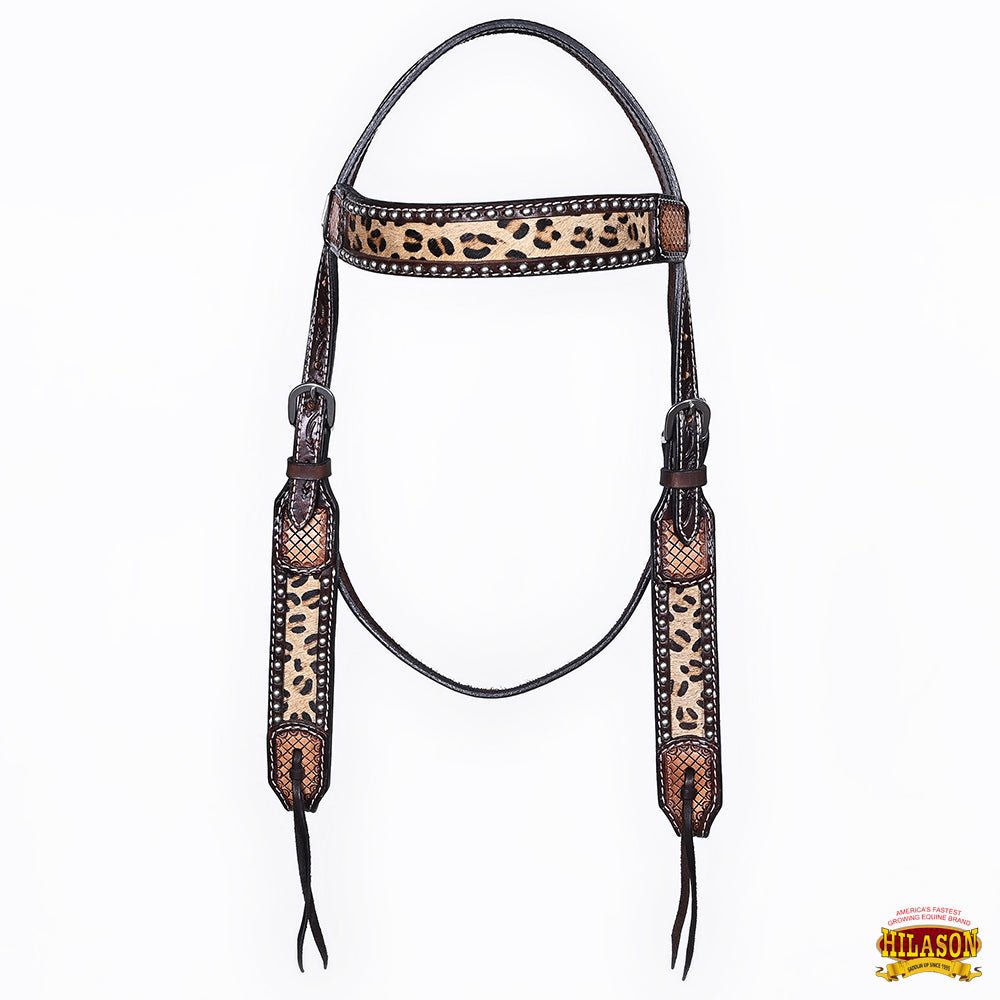 Hilason Cheetah Print Leather Breast Collar & Headstall