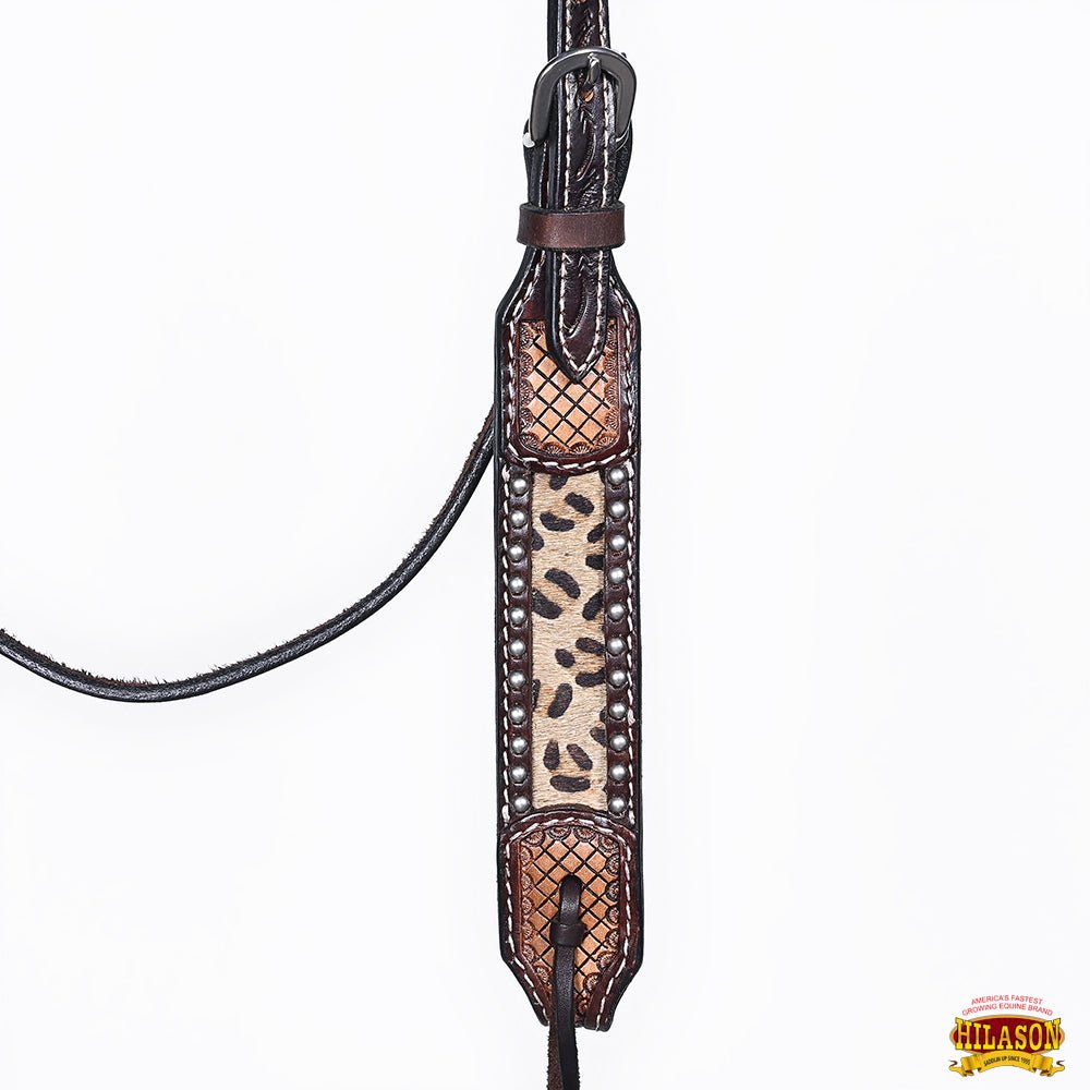 Hilason Cheetah Print Leather Breast Collar & Headstall