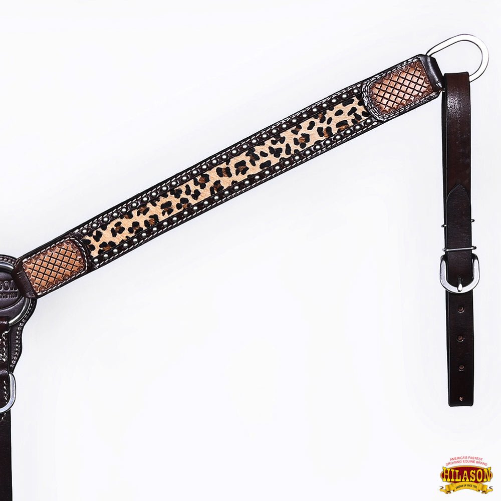 Hilason Cheetah Print Leather Breast Collar & Headstall