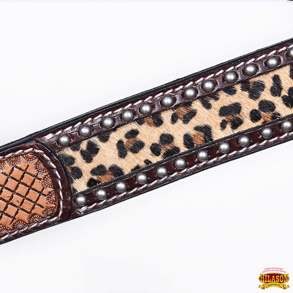 Hilason Cheetah Print Leather Breast Collar & Headstall