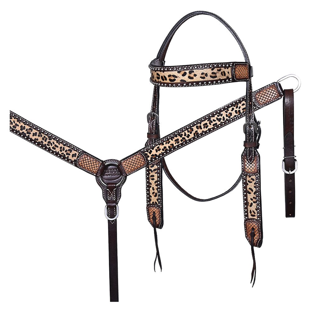 Hilason Cheetah Print Leather Breast Collar & Headstall