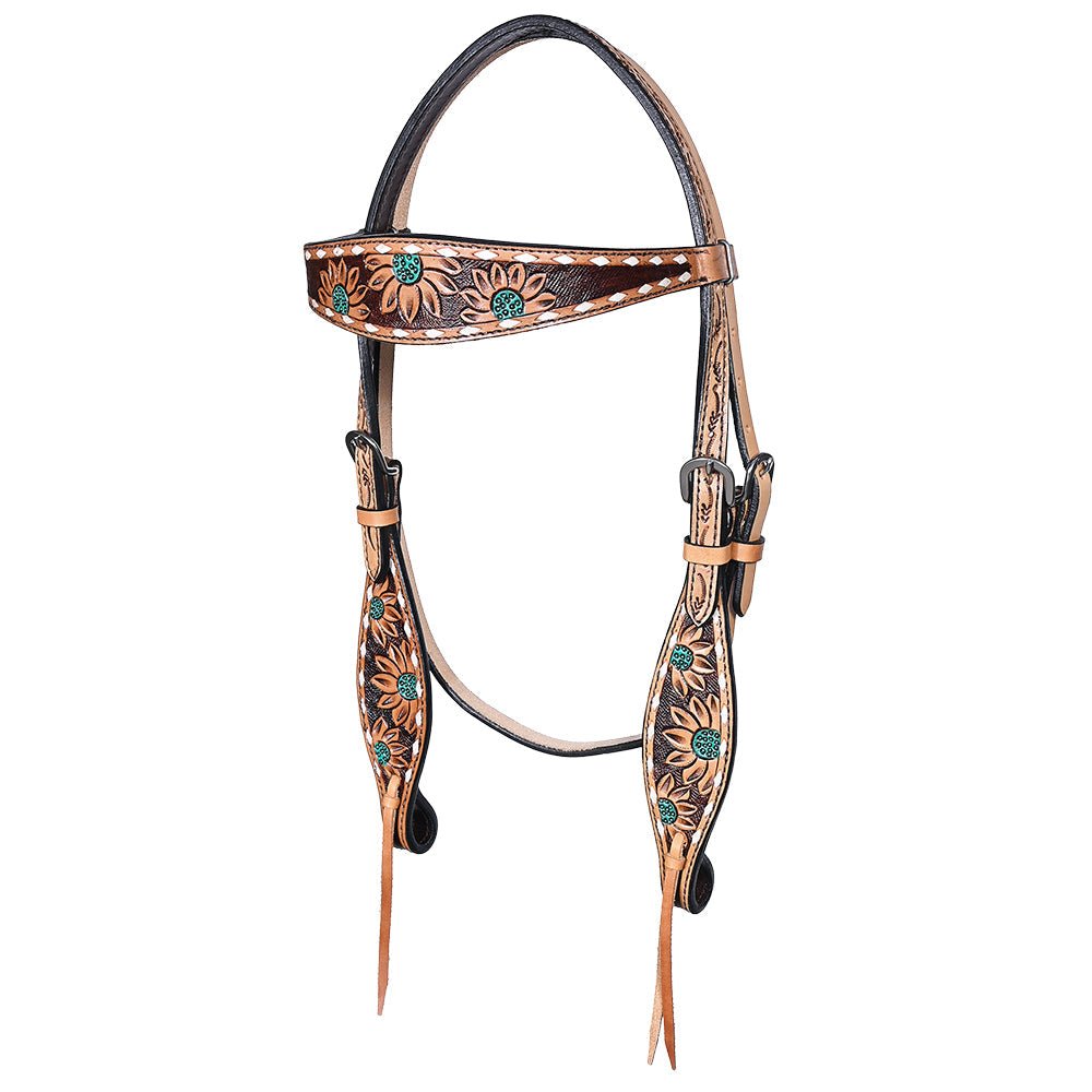 HILASON Western Horse Headstall & Breast Collar American Leather Floral Carving