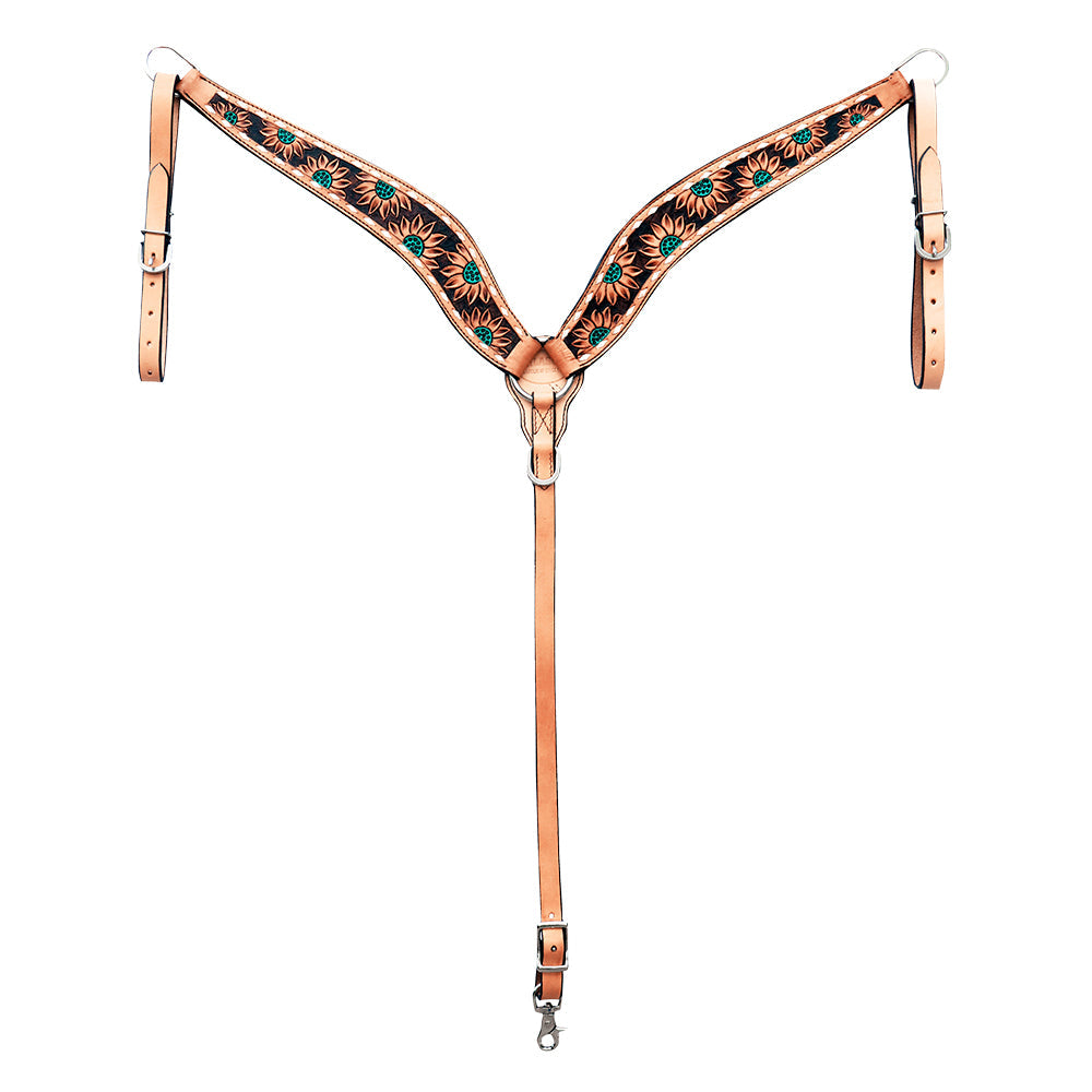 HILASON Western Horse Headstall & Breast Collar American Leather Floral Carving