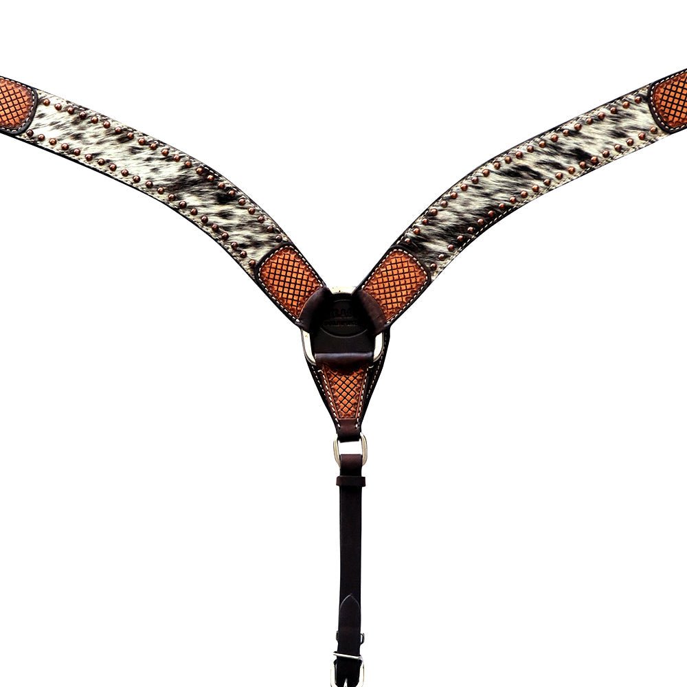 Hand-Carved Leather Western Headstall And Breast Collar Set For Training And Showing