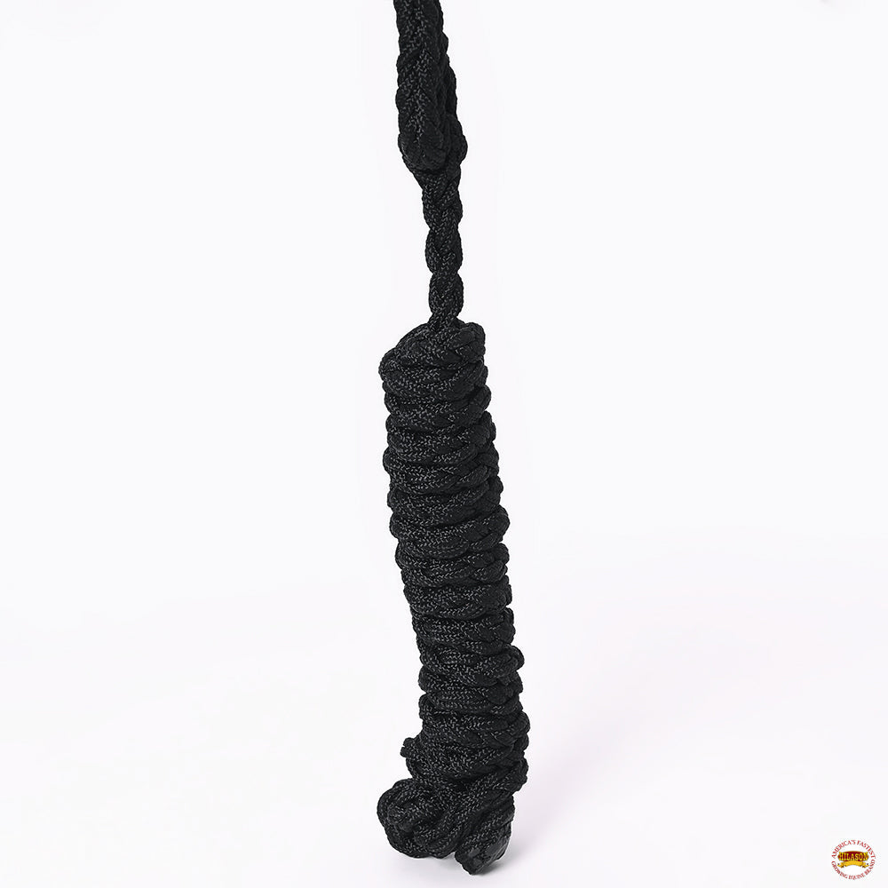 HILASON Western Horse Halter Basic Poly Rope with Lead Floral Leather Black 8 Ft | Halters for Horses and