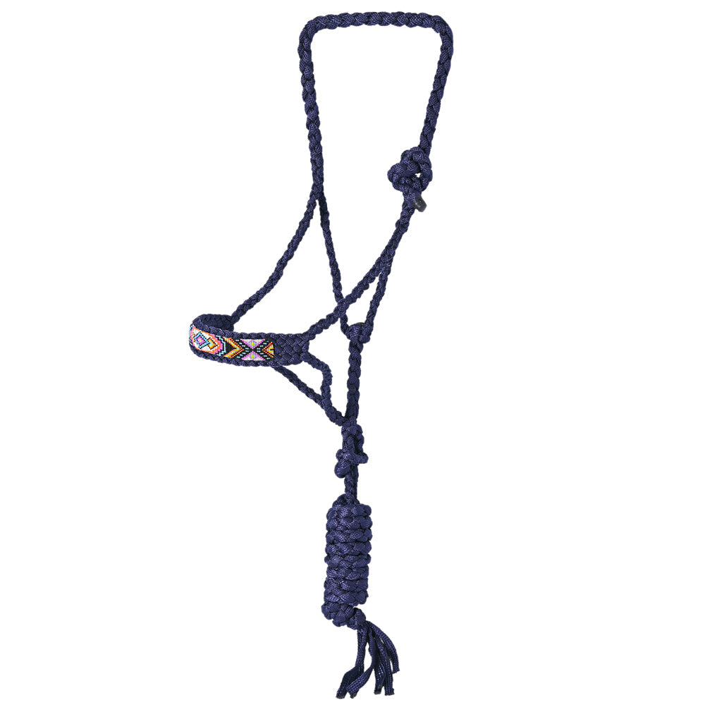 Hilason Braided Nylon Rope Halter  Beaded Noseband  With Lead Rope Halter for Horses