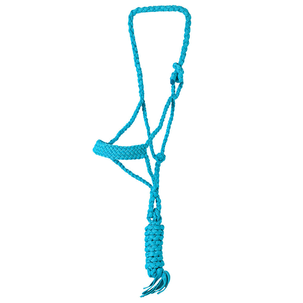 Hilason Braided Nylon Knotted Rope Horse Halter With 8 Ft. Lead Rope Heavy Duty Training Halter
