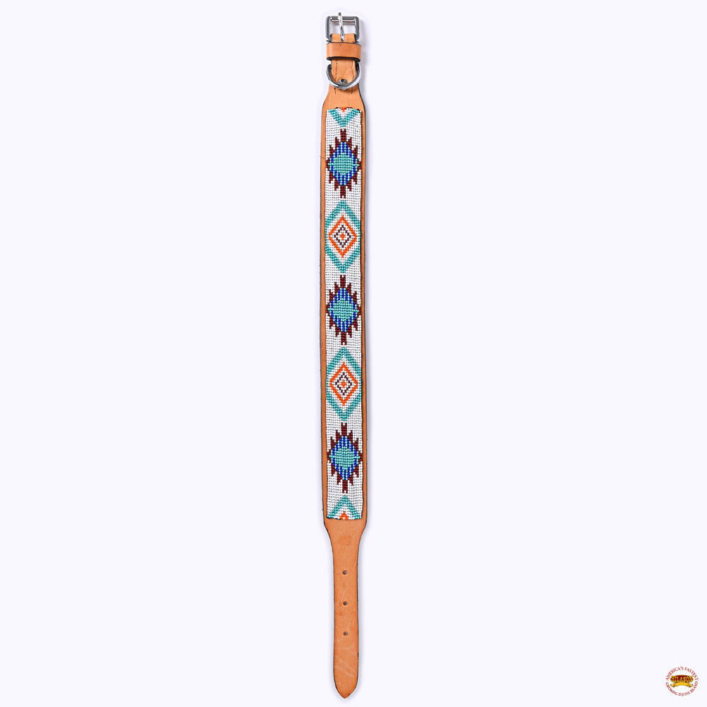 Hilason Western Style Heavy Duty Beaded American Leather Pet Dog Collar