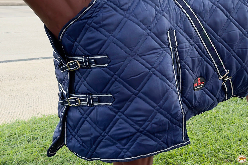 HILASON Western Horse Stable Turnout Blanket Quilted Blue