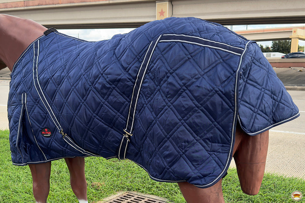 HILASON Western Horse Stable Turnout Blanket Quilted Blue