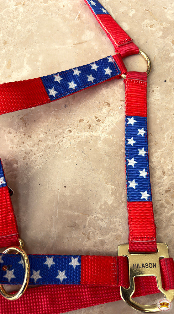 Durable Nylon Western Horse Halter With Comfortable Flexible Fit And Flag Design