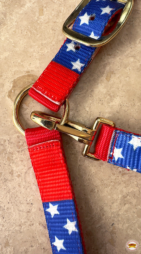 Durable Nylon Western Horse Halter With Comfortable Flexible Fit And Flag Design