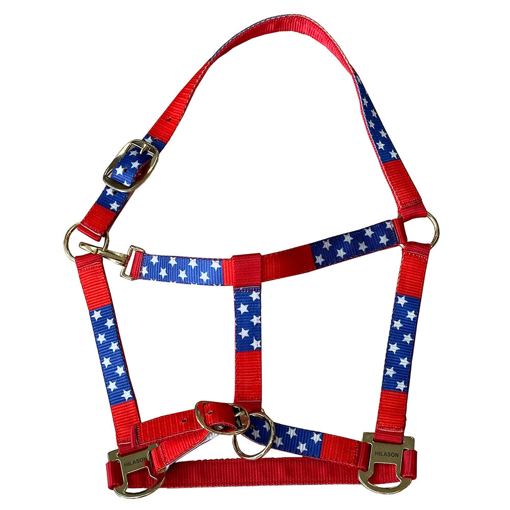 Durable Nylon Western Horse Halter With Comfortable Flexible Fit And Flag Design
