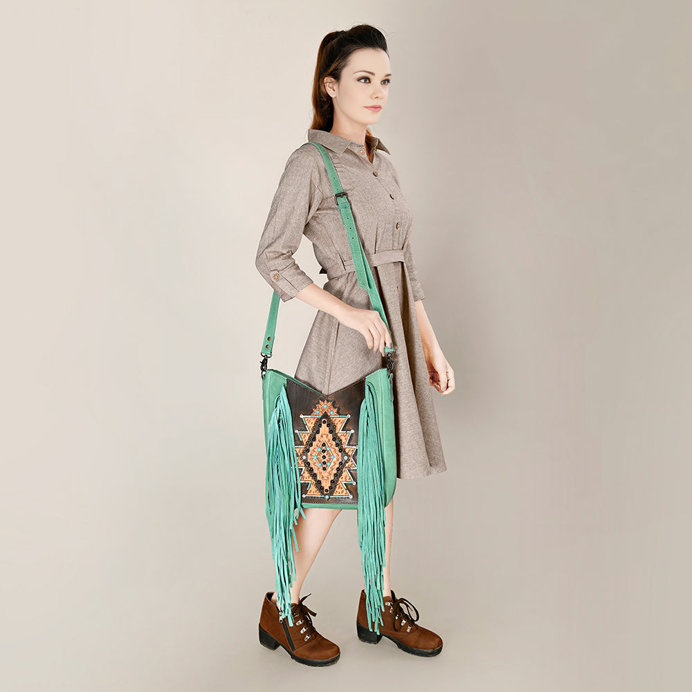 American Darling Hand-Tooled Genuine Leather Bag