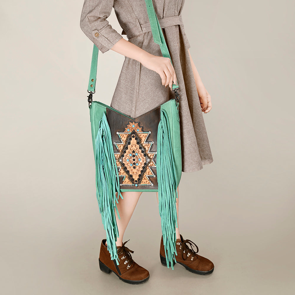 American Darling Hand-Tooled Genuine Leather Bag