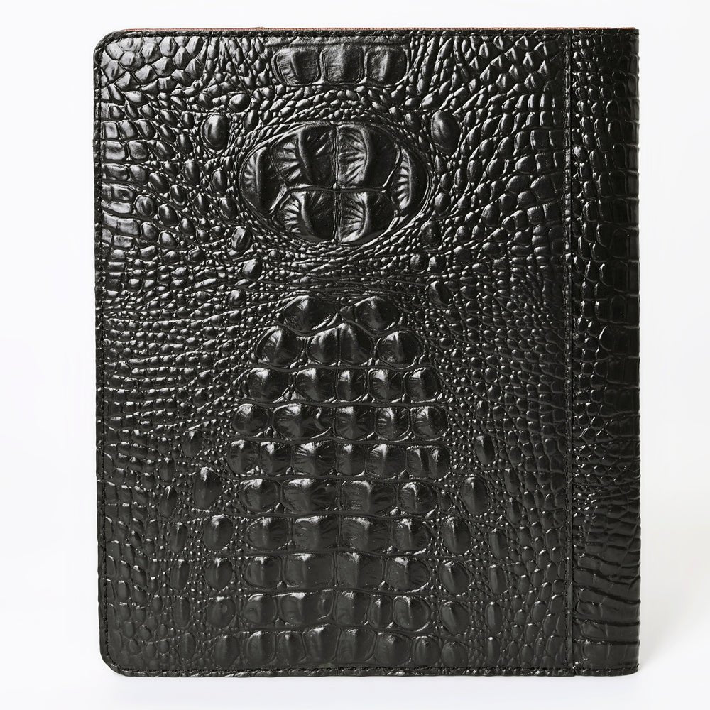 American Darling Portfolio Bag Hand Tooled Crocodile embossed Genuine Leather