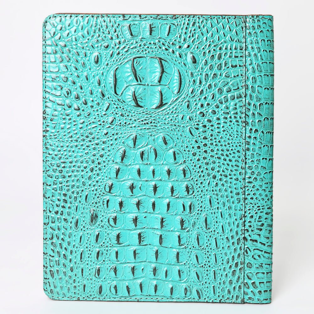 American Darling Portfolio Bag Hand Tooled Crocodile embossed Genuine Leather
