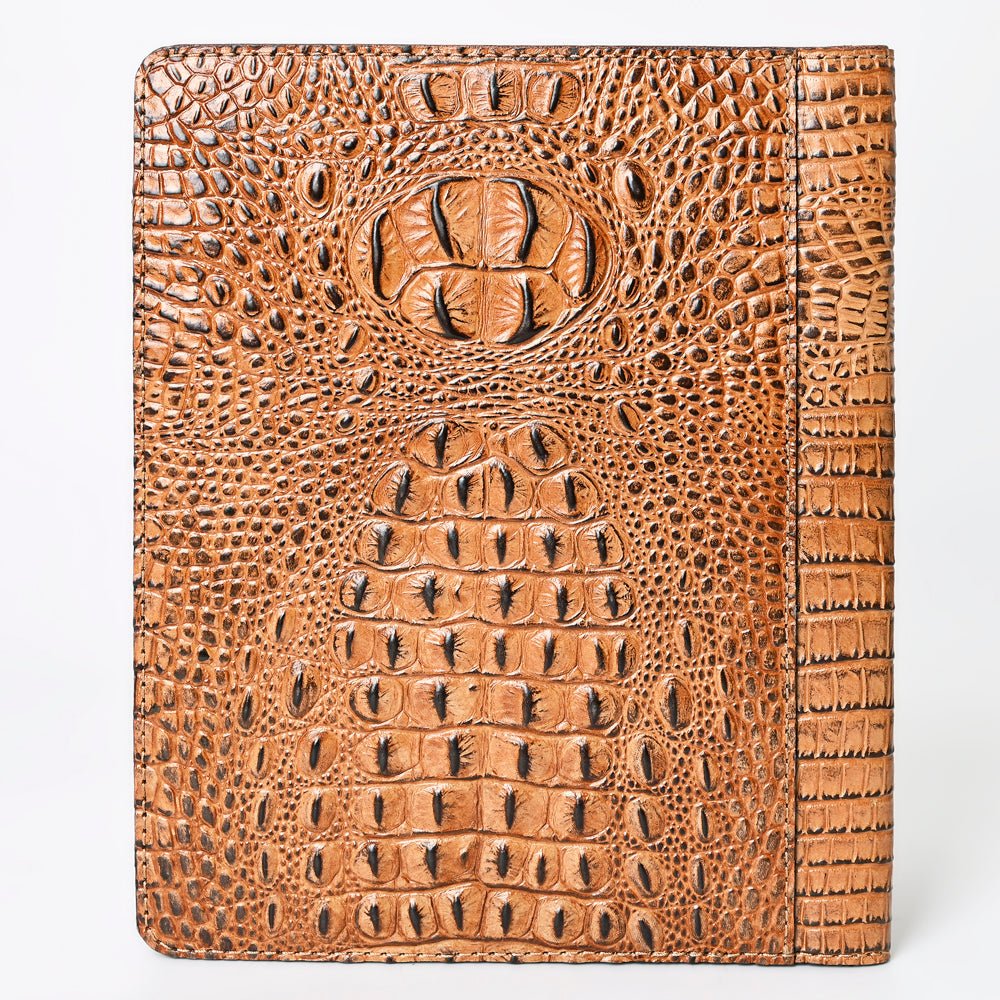 American Darling Portfolio Bag Hand Tooled Crocodile embossed Genuine Leather