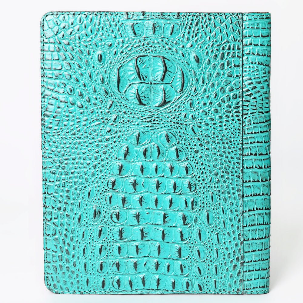 American Darling Portfolio Bag Hand Tooled Crocodile embossed Genuine Leather